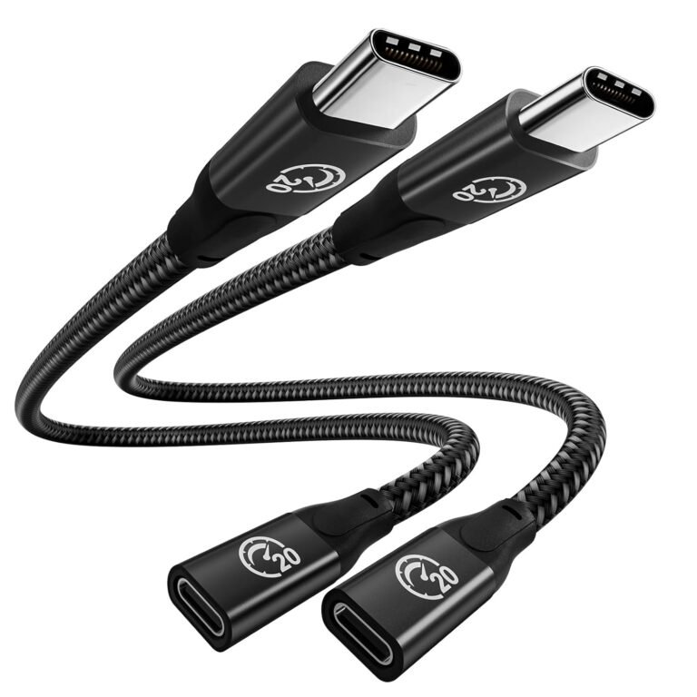 usebean usb c extension cable 2ft 2pack, usb c 3.2 gen2 20gbps male to female 4k video cord, type c extender, for macbook pro m4 m3, ipad mini air pro, dell xps, surface, galaxy s25 s24, iphone 16 15