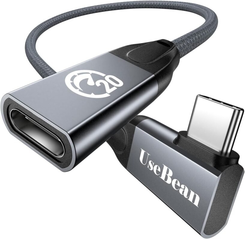 240w usb c extension cable 1ft right angle usb c 3.2 male to female cable 4k video 20gbps pd 3.1 fast charging