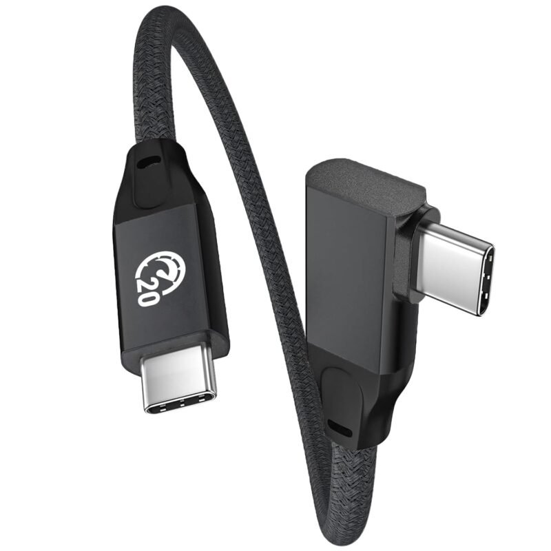 usb c 90 degree cable 0.5ft 6 inch short usbc to usbc 3.2 gen2 20gbps cable right angle 4k video 100w charging