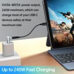 usb c 90 degree adapter 4pack, 240w up and down l shape usb c adapter, 20gbps usbc male to usbc female extender, type c 3.2 gen2 4k video, compatible with thunderbolt 4 for iphone 16, galaxy s25