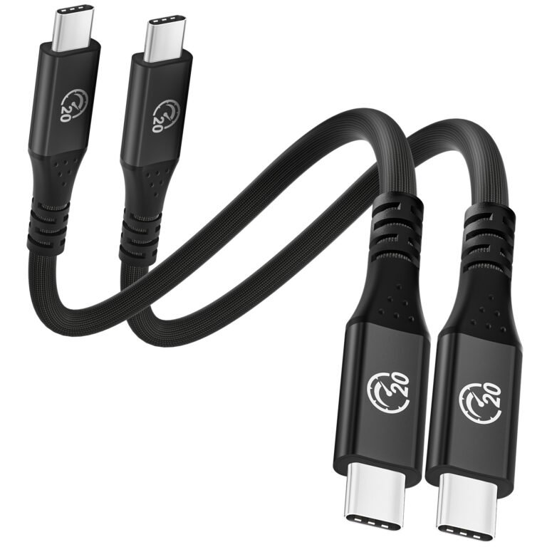 usebean flexible usb c to usb c 3.2 gen 2x2 cable 1ft 2pack, 20gbps short usbc high speed data transfer cable 12 inch, 5k/4k video type c monitor cord, 240w pd, for iphone 16, macbook, hub, dock, ssd