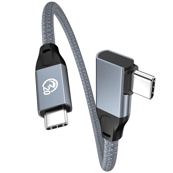 6 inch usb c to usb c cable right angle, 0.5ft short usb c cable 100w, usbc 3.2 gen2x2 20gbps 4k video, 90 degree type c to c charging cord for iphone 16 15 pro max ipad macbook galaxy s25/s24