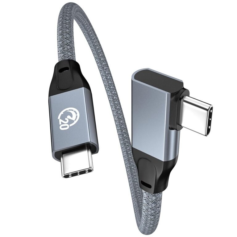 6 inch usb c to usb c cable right angle, 0.5ft short usb c cable 100w, usbc 3.2 gen2x2 20gbps 4k video, 90 degree type c to c charging cord for iphone 16 15 pro max ipad macbook galaxy s25/s24