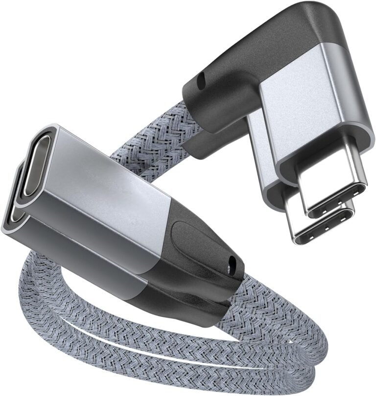 usebean right angle usb c extension cable 1.6ft, 90 degree usb c 3.2 gen2 20gbps male to female 4k video cord, l shape type c extender, for iphone 16 15, macbook mac, magsafe, switch, steam deck (复制)