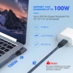 usb c right angle cable 100w 1.6ft, short 4k video usb c 3.2 gen2x2 20gbps data cable, type c pd charging fast charge cord for iphone 15 pro max ipad pro/air/mini macbook galaxy s24 ultra s23