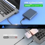usb c right angle cable 100w 1.6ft, short 4k video usb c 3.2 gen2x2 20gbps data cable, type c pd charging fast charge cord for iphone 15 pro max ipad pro/air/mini macbook galaxy s24 ultra s23