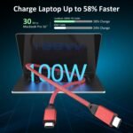 usb c to usb c short cable 0.6ft, 100w pd fast charging, short usb c cable, usb 3.2 gen 2x2 20gbps, type c to c 4k video monitor cord for thunderbolt 3/4 macbook pro, ipad pro,galaxy s24/s23