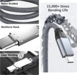 usebean usb c to usb c cable 100w 15ft 2pack, usbc 3.2 gen 2x2 20gbps data cable 4k video, type c pd fast charging cord, for macbook pro, ipad mini 6/pro, galaxy s25 ultra/s24, switch, dell