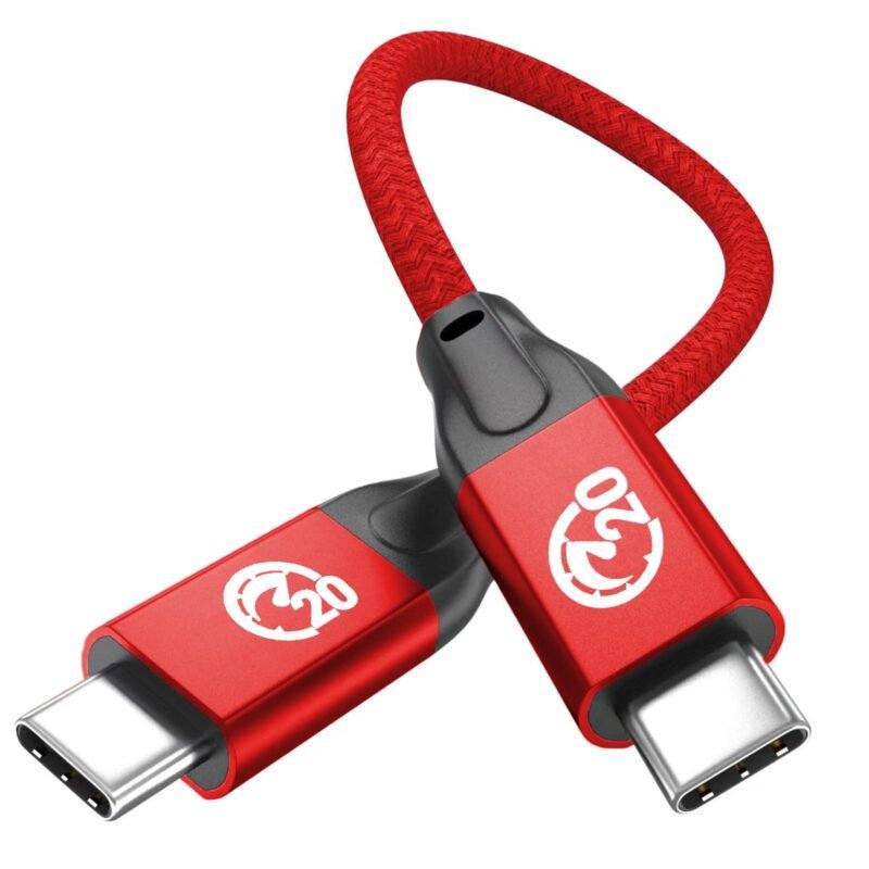 usb c to usb c short cable 0.6ft, 100w pd fast charging, short usb c cable, usb 3.2 gen 2x2 20gbps, type c to c 4k video monitor cord for thunderbolt 3/4 macbook pro, ipad pro,galaxy s24/s23