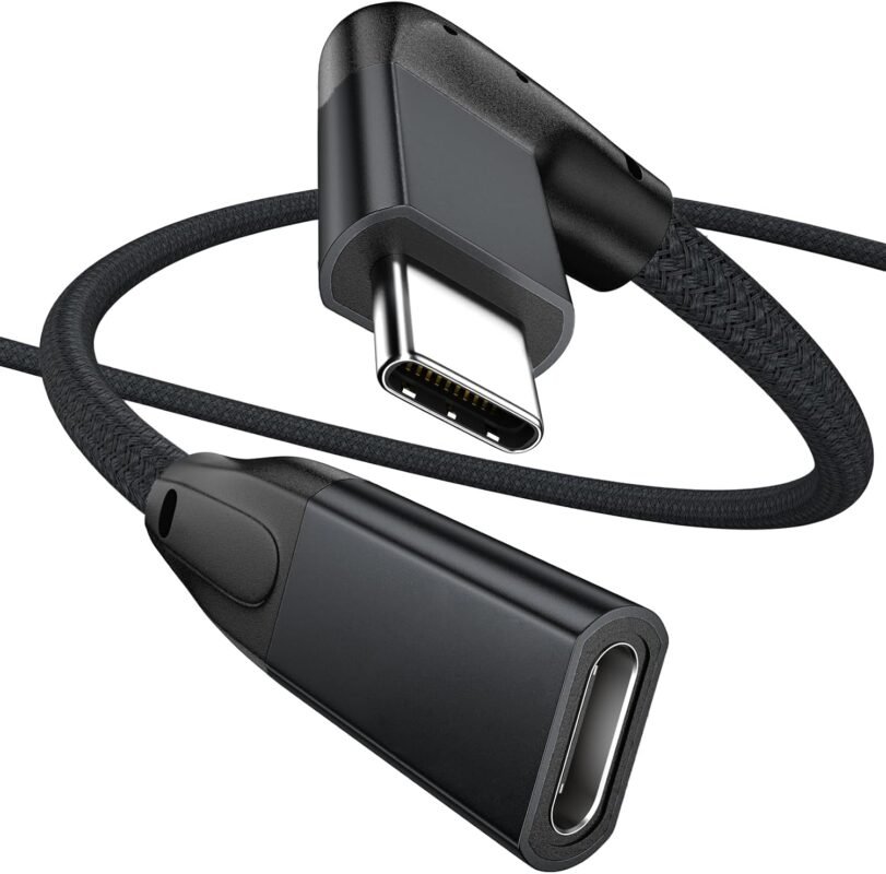 usebean right angle usb c extension cable 10ft, 90 degree usb c 3.1 gen2 10gbps male to female 4k video cord,l shape type c extender,for iphone 15 max,magsafe charger,macbook mac ipad pro/air