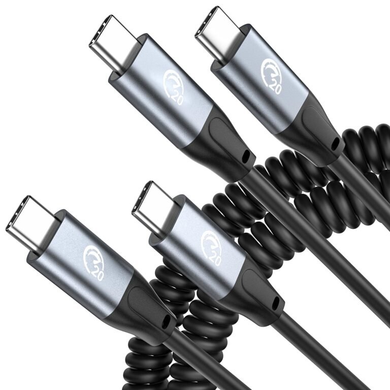 usebean coiled usb c to usb c cable 100w 3.3ft, usb c 3.2 gen2 20gbps 4k video retractable cable, type c charger cord fast charging for iphone 15,macbook pro/air,ipad pro,galaxy s24/23/22 (复制)