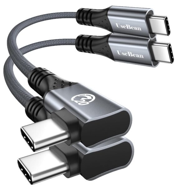 20gbps usb c 3.2 gen 2 cable 0.6ft, 240w right angle usb c charging cable short for iphone 16, 90 degree usbc 4k video monitor cord, pd 3.1 type c to c fast charge for ipad, galaxy s25, macbook (复制)