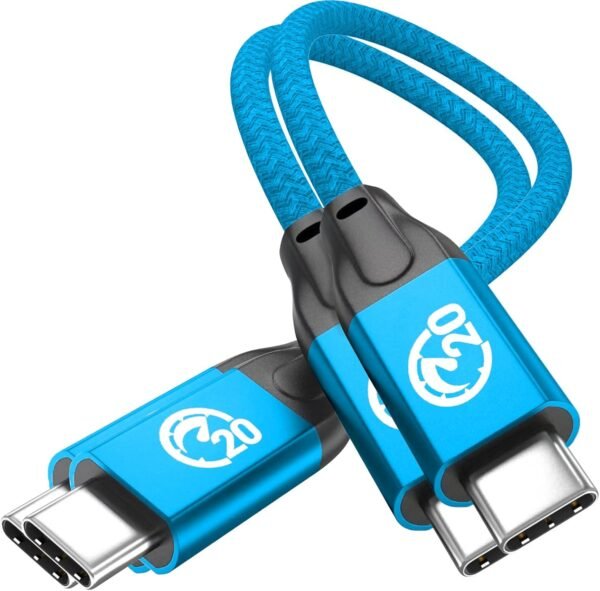 usebean usb c to usb c cable 100w 0.6ft(2 pack), short usb c 3.2 gen 2x2 20gbps 4k@60hz video cable,type c to c charger cord fast charge,for iphone 15,macbook, ipad pro air mini,galaxy s24/s23