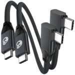 usb c right angle cable 100w 6 inch 2pack, 0.5ft 4k video short usbc to usbc 3.2 gen2x2 20gbps data cable, type c pd charging fast charge cord for iphone 17 16 15 pro max ipad macbook galaxy s25