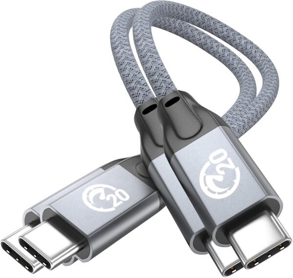 usebean usb c to usb c cable 100w 0.6ft(2 pack), short usb c 3.2 gen 2x2 20gbps 4k@60hz video cable,type c to c charger cord fast charge,for iphone 15,macbook, ipad pro air mini,galaxy s24/s23