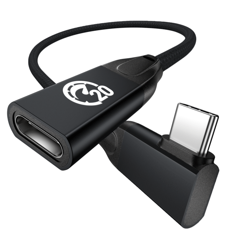 usebean 240w usb c extension cable 1ft, right angle usb c 3.2 male to female cable, 4k video 20gbps pd 3.1 fast charging, type c extender, for psvr2/usbc hub/macbook/ipad/iphone17/magsafe charger