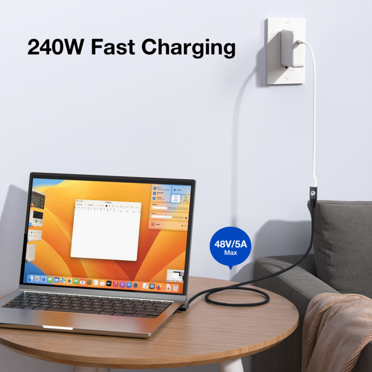 usebean 240w usb c extension cable 1ft, right angle usb c 3.2 male to female cable, 4k video 20gbps pd 3.1 fast charging, type c extender, for psvr2/usbc hub/macbook/ipad/iphone17/magsafe charger