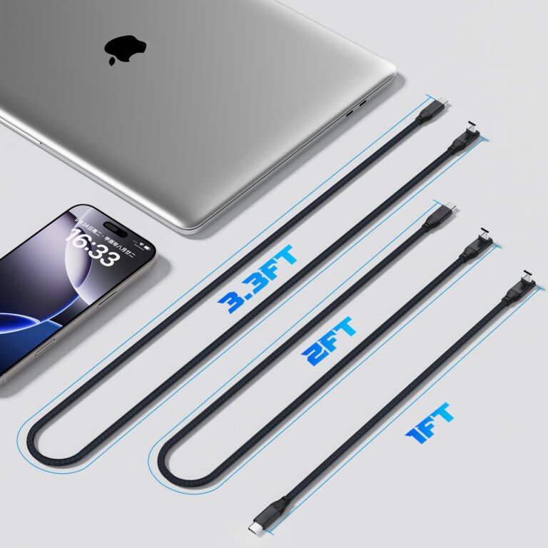 usebean usb c 90 degree cable 1ft, 90° short usbc to usbc 3.2 gen 2x2 20gbps data transfer cable, 5k/4k 60hz monitor cord, 240w pd type c rapid charging cord for iphone 16 pro max, ipad, macbook