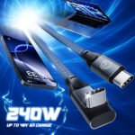 usebean usb c 90 degree cable 1ft, 90° short usbc to usbc 3.2 gen 2x2 20gbps data transfer cable, 5k/4k 60hz monitor cord, 240w pd type c rapid charging cord for iphone 16 pro max, ipad, macbook