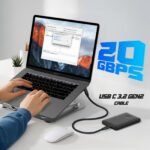 usebean usb c 90 degree cable 1ft, 90° short usbc to usbc 3.2 gen 2x2 20gbps data transfer cable, 5k/4k 60hz monitor cord, 240w pd type c rapid charging cord for iphone 16 pro max, ipad, macbook