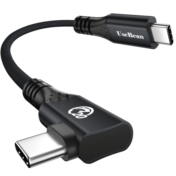 right angle usb c cable 1ft, 12 inch 240w short usbc to usbc 3.2 gen 2x2 20gbps data cable 4k video monitor cord, pd 3.1 type c charging cord for iphone 16 17 pro max, macbook, ipad, galaxy s25
