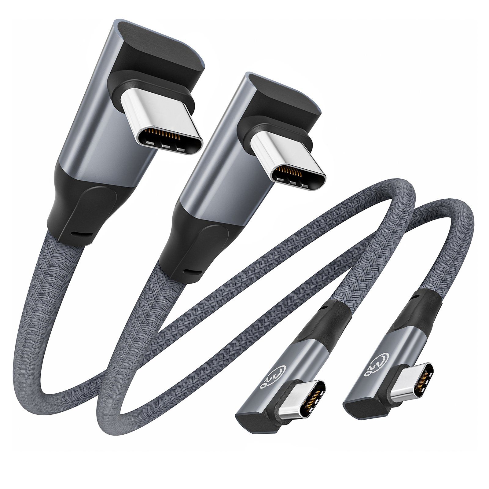 double 90 degree usb c monitor cable 1ft 2pack 20gbps 4k usbc video cable