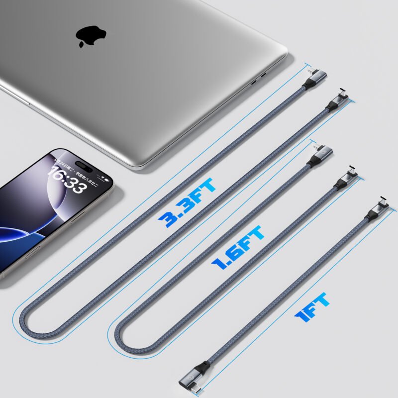 dual right angle usb type c 3.2 gen 2x2 data cable
