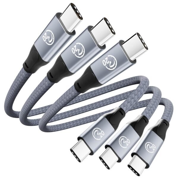 short usb c to usb c cable 0.6ft 3pack 20gbps usbc 3.2 gen 2x2 data cable