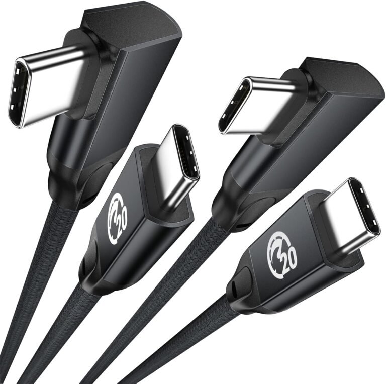 usb c right angle cable 100w 6.6ft 2pack 4k video 20gbps usbc 3.2 cable